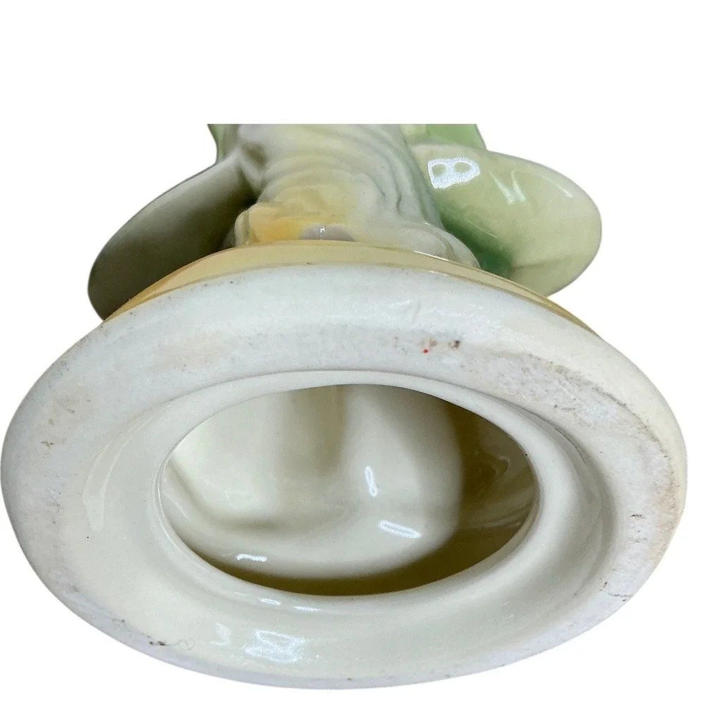Ceramic Woman Lute Figurine Green Robe Asian Mystical Musician Statue‎ 8.5